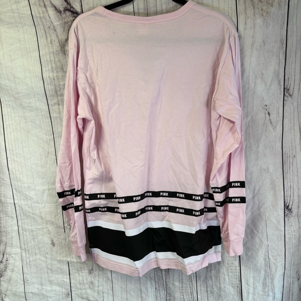 Victoria's Secret PINK Boyfriend Jersey Lace-Up Long Sleeve Shirt Medium - Picture 5 of 6